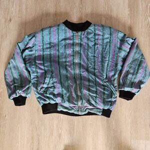 Vintage Los 3 Reyes Reversible Purple Turquoise Pattern Jacket Men's XL